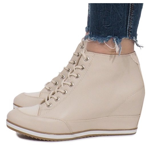 Beige Wedge Sneakers with Capucine Zipper 2