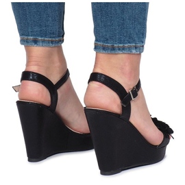 Black Allane wedge sandals 1