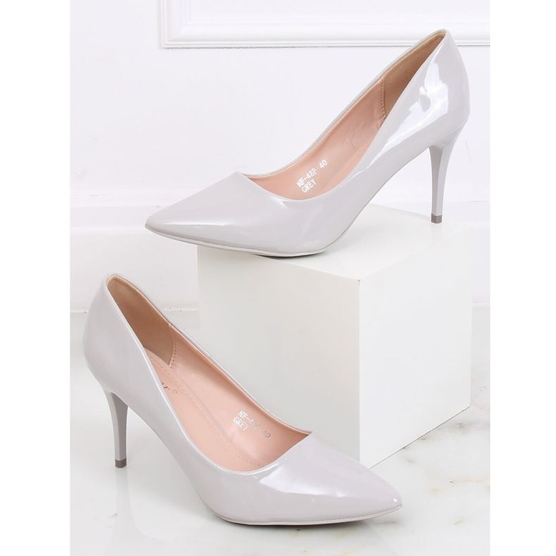 Pumps on a gray NF-48P Gray lacquered heel grey 2