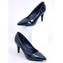 Navy blue lacquered women's high heels LL-185P Blue 1