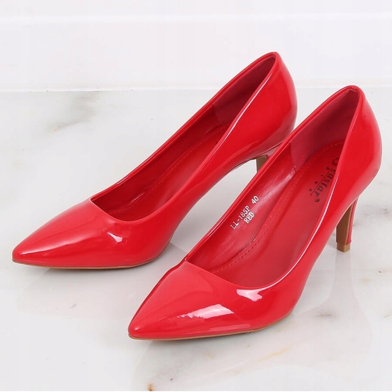 Red lacquered women's high heels LL-185P Red 1