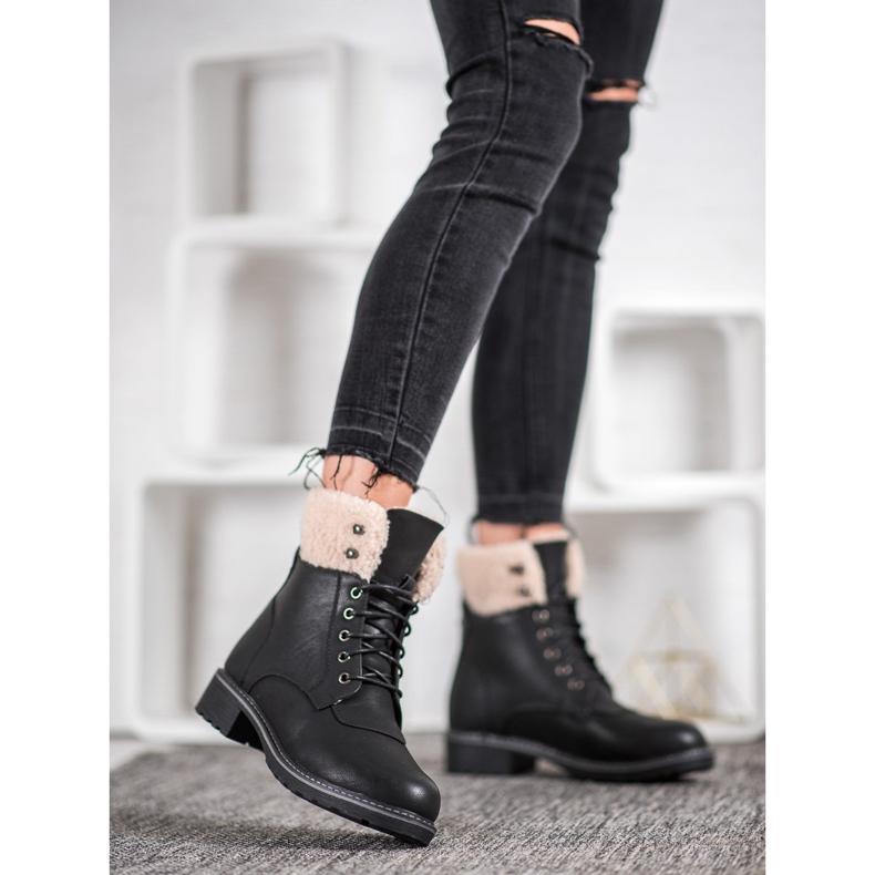 SHELOVET Trappers With Sheepskin black 1