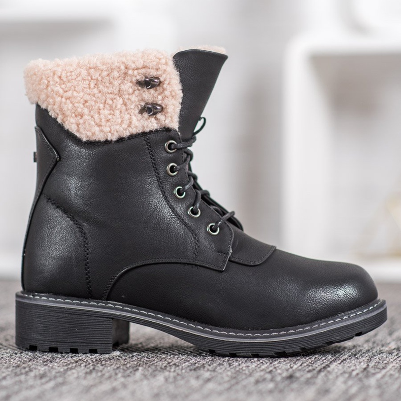 SHELOVET Trappers With Sheepskin black 2