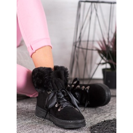 Queen Vivi Lace-up Booties With Fur black 1