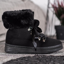 Queen Vivi Lace-up Booties With Fur black 2