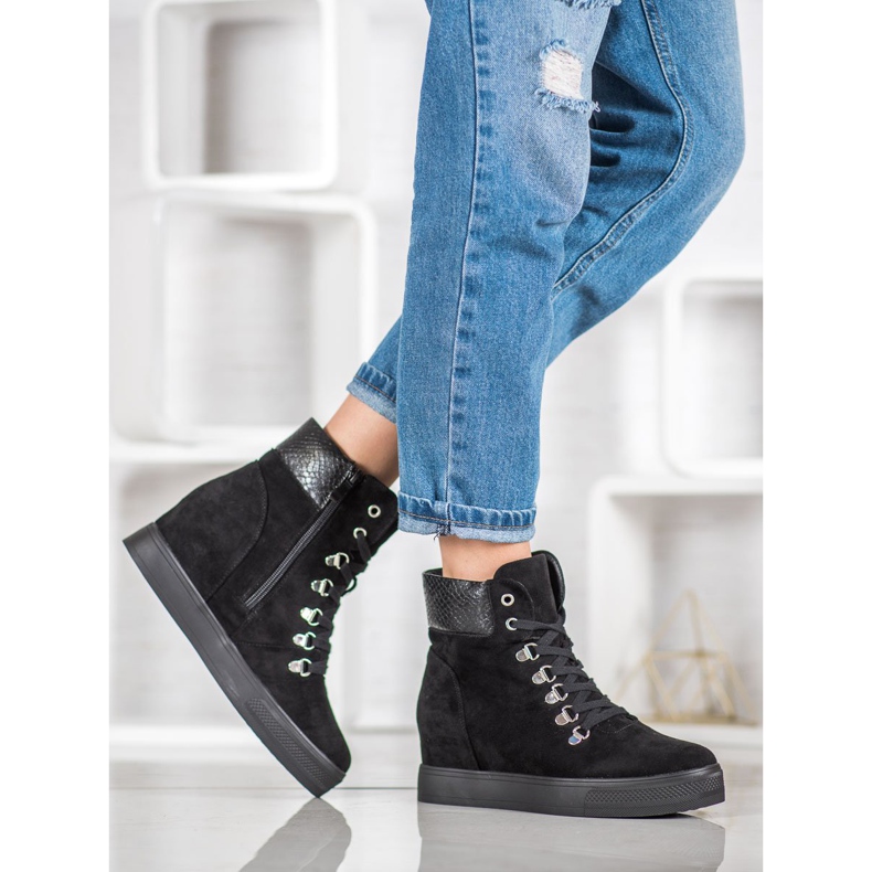 Bestelle Fashionable wedge boots black 1 Bestelle Fashionable wedge boots black 1