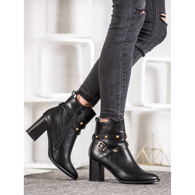 SDS Booties On A Post With Rhinestones black 1