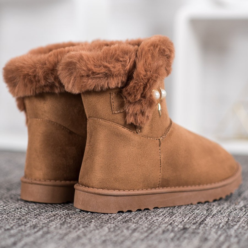 SHELOVET Snow boots with pearls brown 2