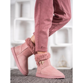 SHELOVET Snow boots with pearls pink 1
