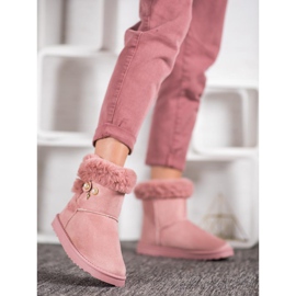 SHELOVET Snow boots with pearls pink 2