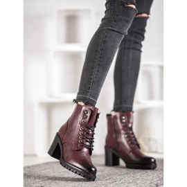 M.Daszyński Lace-up Booties On A Post red 1