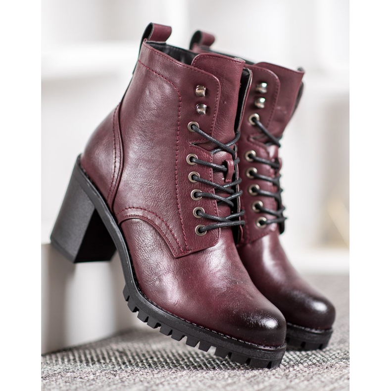 M.Daszyński Lace-up Booties On A Post red 2