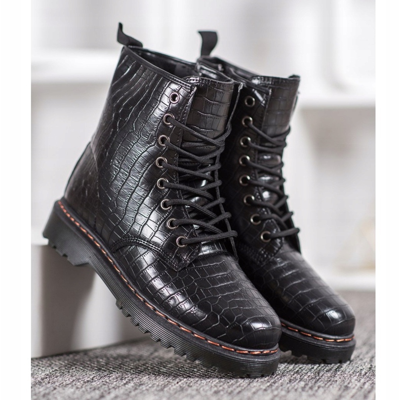 SHELOVET Black Workers With Eco Leather 2 SHELOVET Black Workers With Eco Leather 2