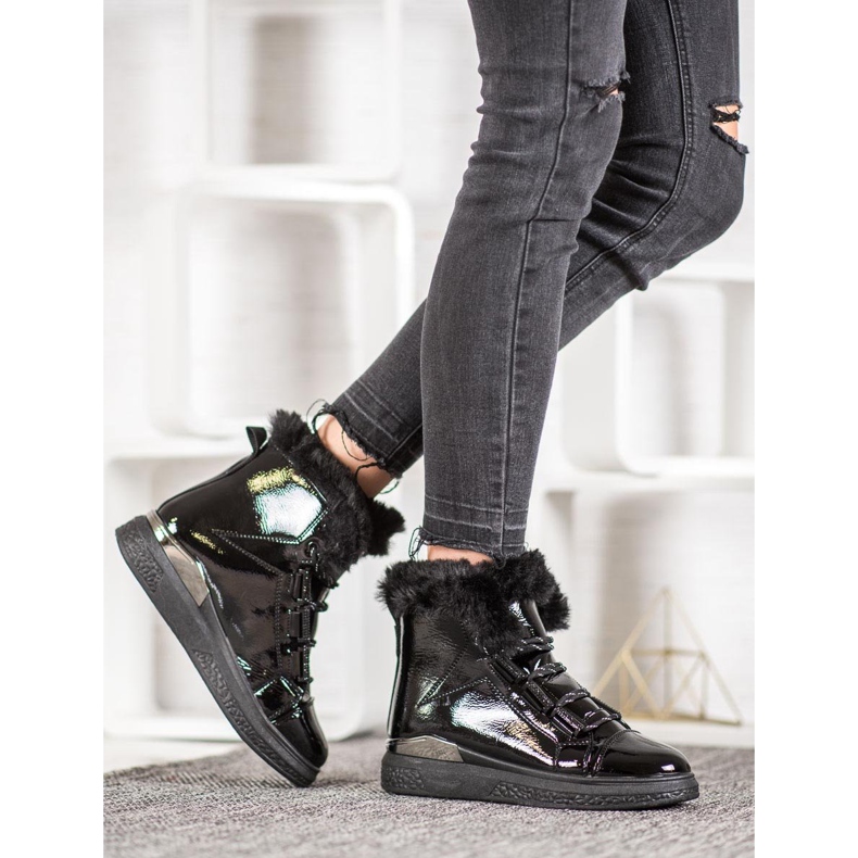 Bella Paris Lacquered snow boots black 1