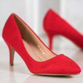 SHELOVET Red Suede Pumps 1