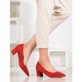 Small Swan Comfortable Suede Pumps red 2