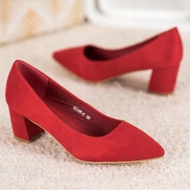 Small Swan Comfortable Suede Pumps red 1