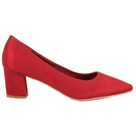 Small Swan Comfortable Suede Pumps red 