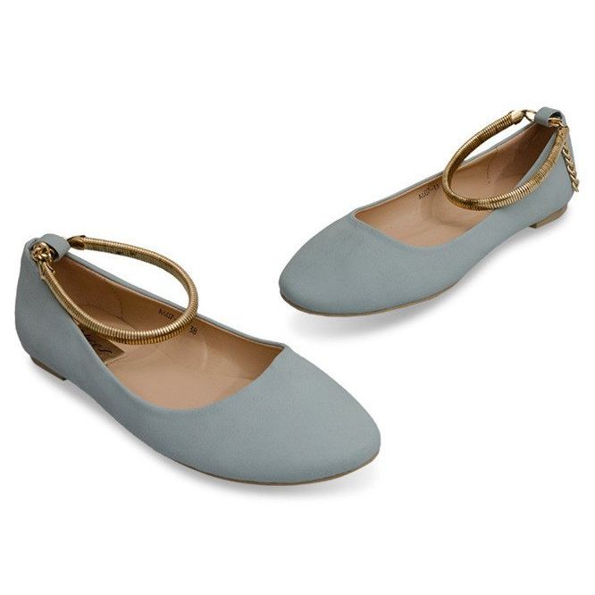 Ballerinas A beautiful decoration on the ankle A607 Blue 1