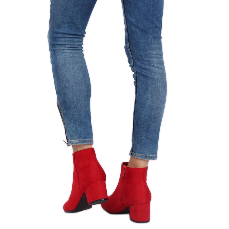 Red low-heeled boots YQ216P Red 1