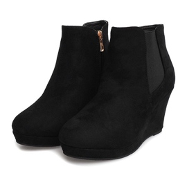 Suede Wedge Boots YL061 Black 2