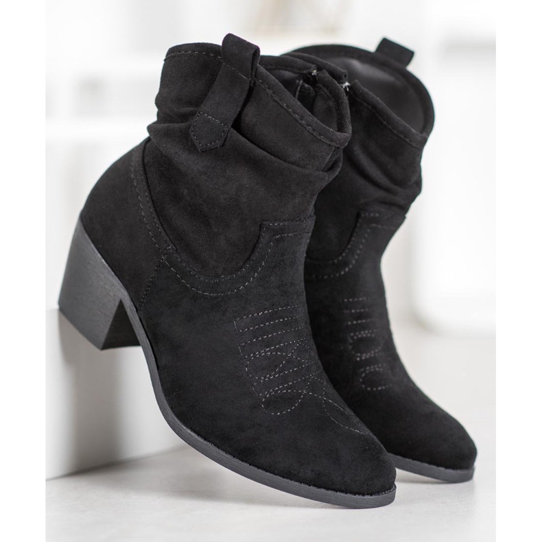 Super Mode Comfortable Cowboy Boots On A Post black 2