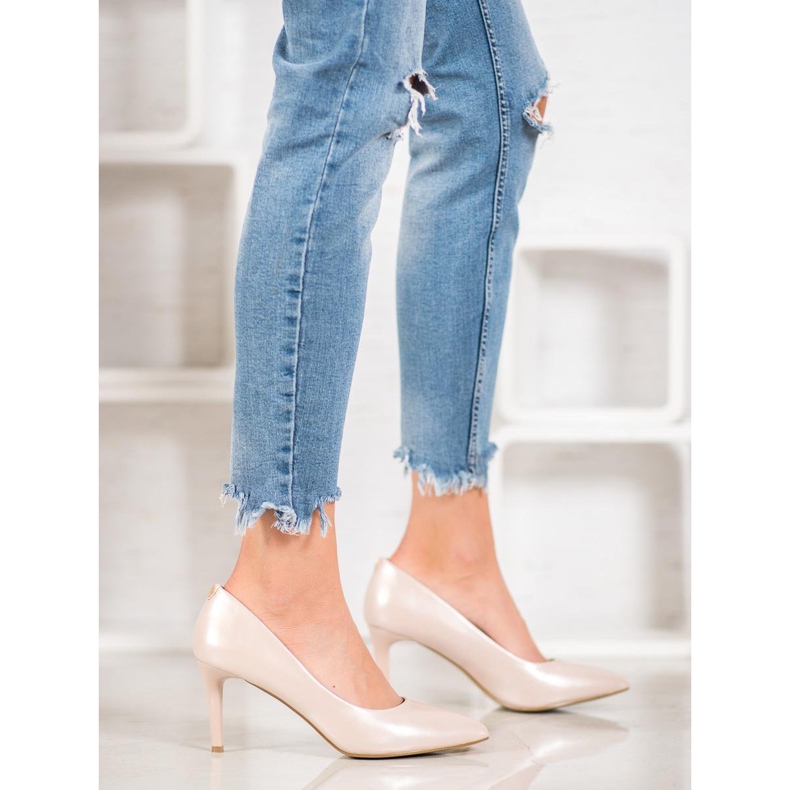 Goodin Stylish stilettos made of eco leather brown 2