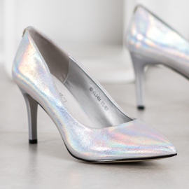 Goodin Stylish stilettos made of eco leather grey 1