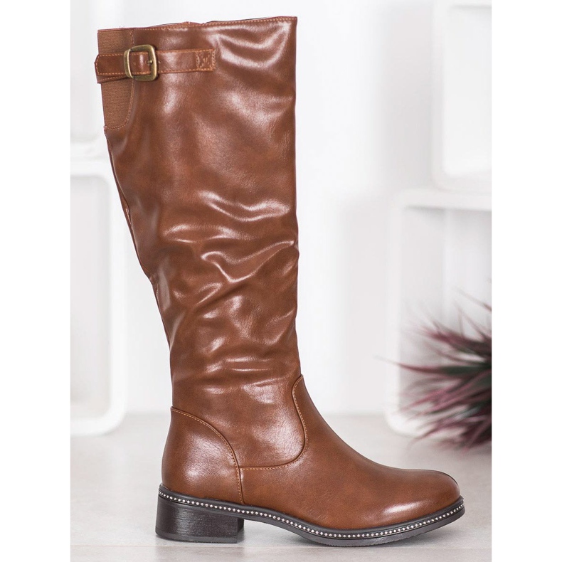 Abloom High boots with cubic zirconia brown 1