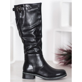 Abloom High boots with cubic zirconia black 2
