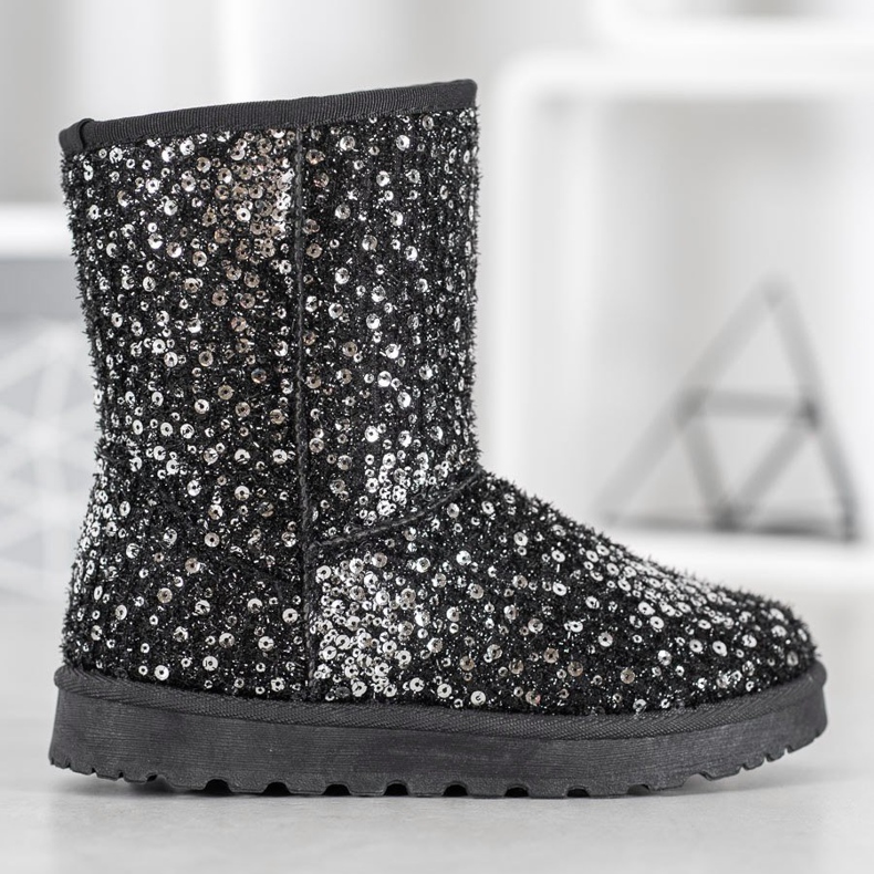 SHELOVET Warm Mukluki With Sequins black 1