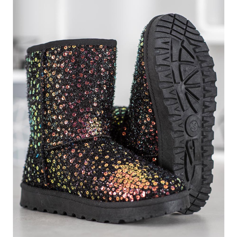 SHELOVET Warm Mukluki With Sequins black 1