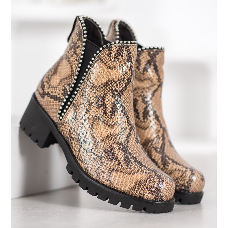 SDS Snake Print Chelsea Boots brown 2