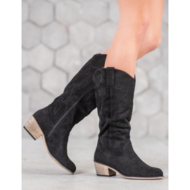 Abloom Suede cowboy boots black 2
