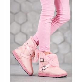 Bona Suede Mukluki With Stripes pink 1