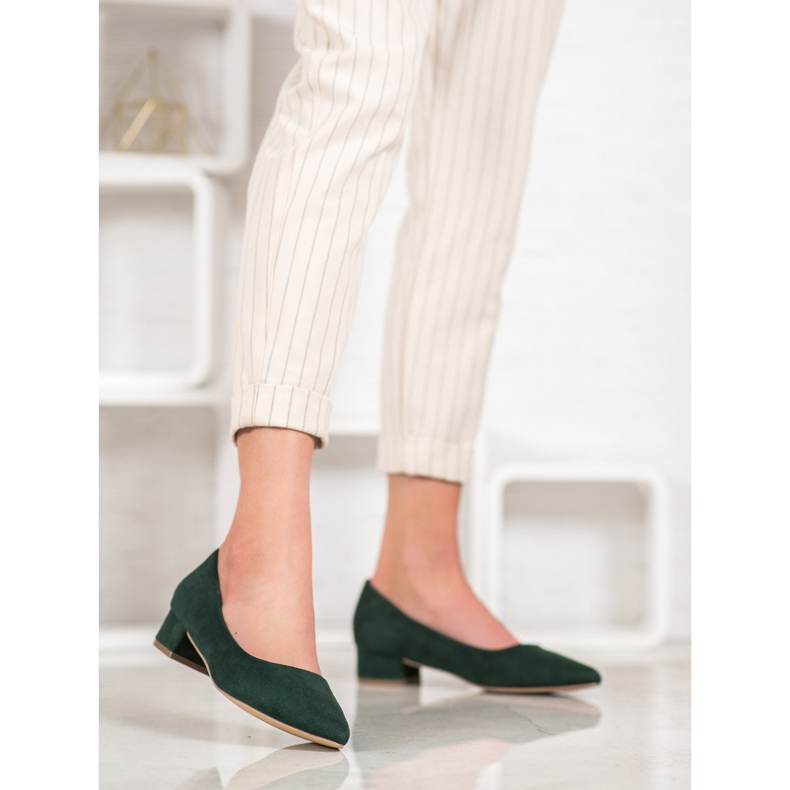 SHELOVET Flat Heel Pumps green 1