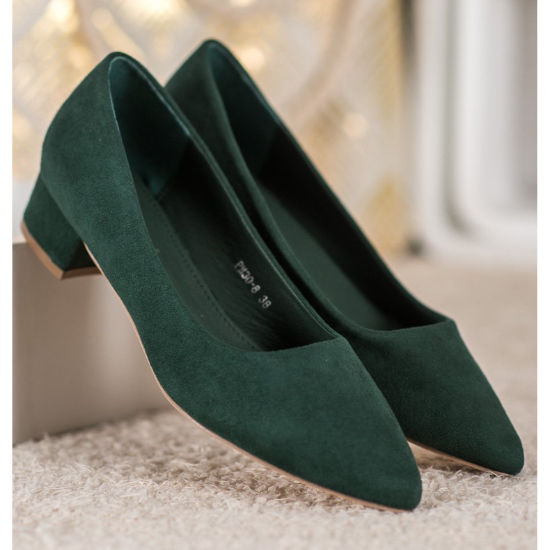SHELOVET Flat Heel Pumps green 2