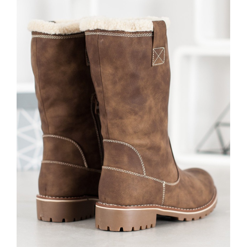 SDS Warm boots with eco leather brown 1
