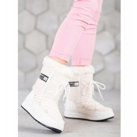 Small Swan Fashion lace-up snow boots white 2
