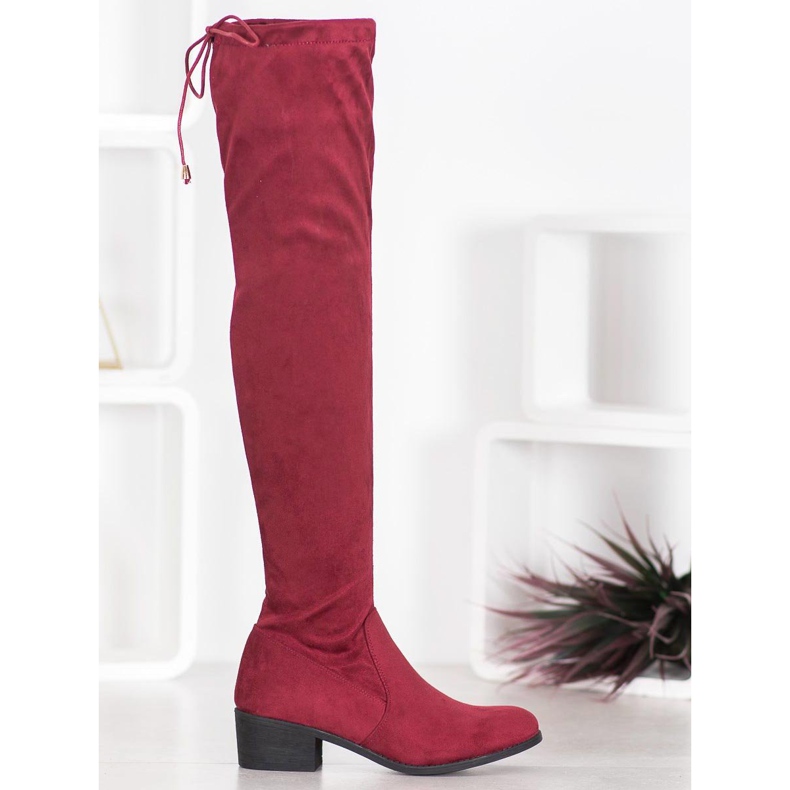 Small Swan Maroon boots above the knee red 1