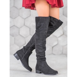 SDS Suede thigh boots black 1
