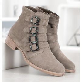 Sergio Leone Suede Booties With Buckles khaki 1