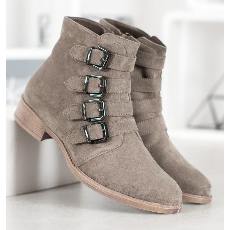 Sergio Leone Suede Booties With Buckles khaki 1