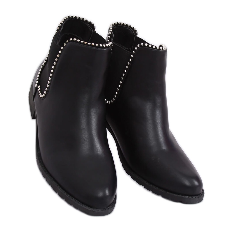 Black Chelsea boots with beads Q-30 Black 1