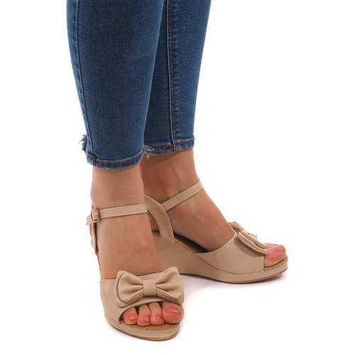 Wedge Sandals WF-61 Beige black 1