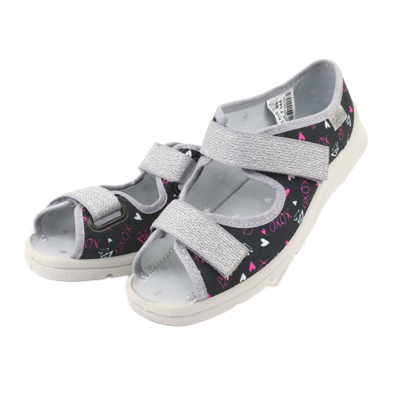 Befado children's slippers 969y144 black pink grey 3 Befado children's slippers 969y144 black pink grey 3