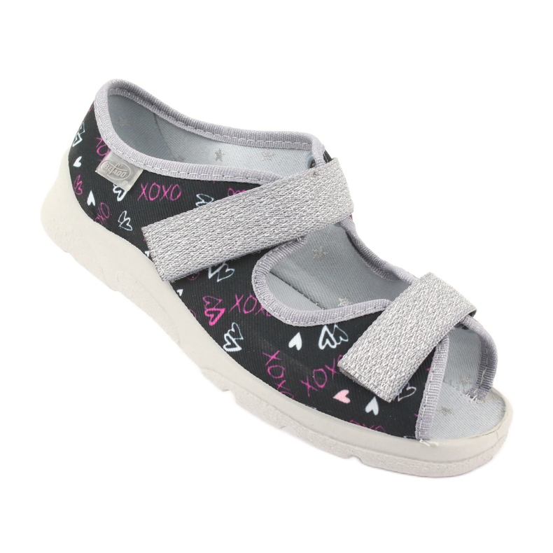 Befado children's slippers 969y144 black pink grey 1 Befado children's slippers 969y144 black pink grey 1