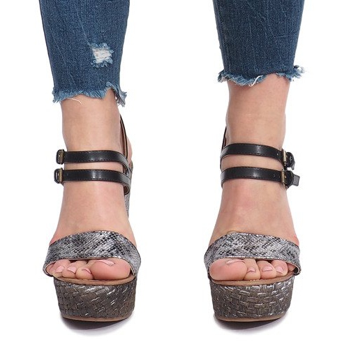 Black sandals on a Trout wedge 1