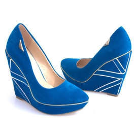 Suede Wedge Pumps 518918 Blue 1 Suede Wedge Pumps 518918 Blue 1