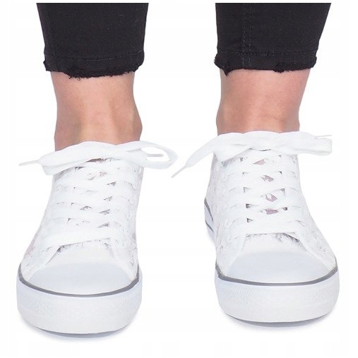 Impress beige openwork sneakers white 1